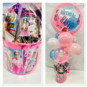 Personalized bucket with balloon bouquet