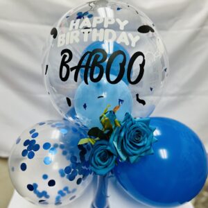 Personalized Bubble Balloon Floral Bouquet