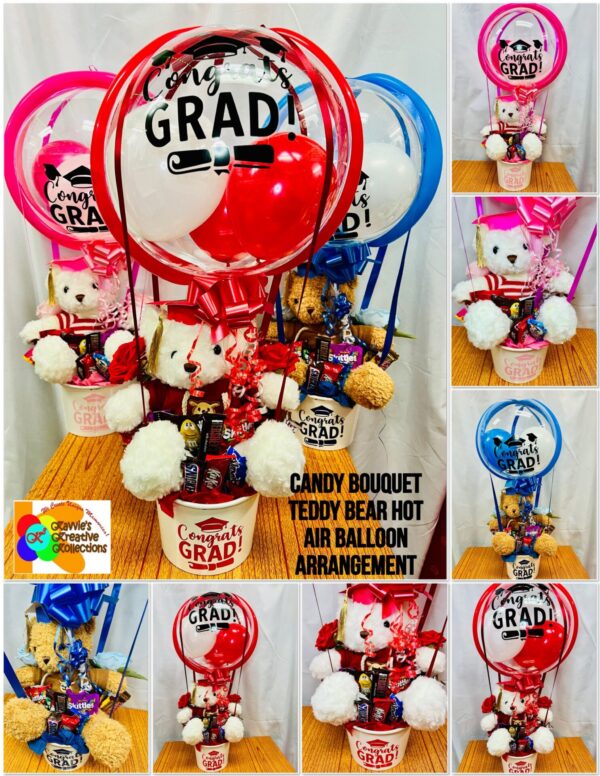 Candy Bouquet Teddy Bear Hot Air Balloon Arrangement