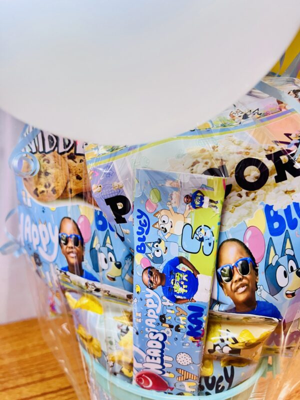 Fully Personalized Bucket/Gift Box/Gift Basket - (with Personalized Bubble Balloon Bouquet)