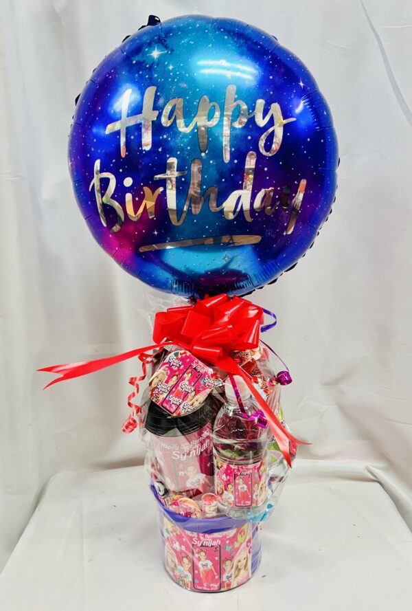 Personalized Bucket/Gift Box/Gift Basket filled with Personalized Acrylic Tumbler -  (with confetti balloon)