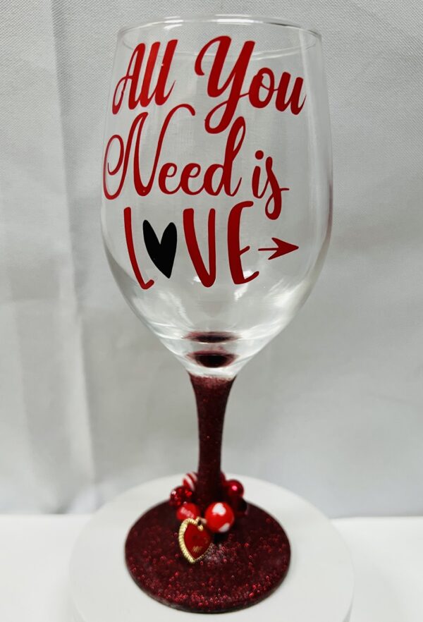 Personalized Glitter Stem Wineglass