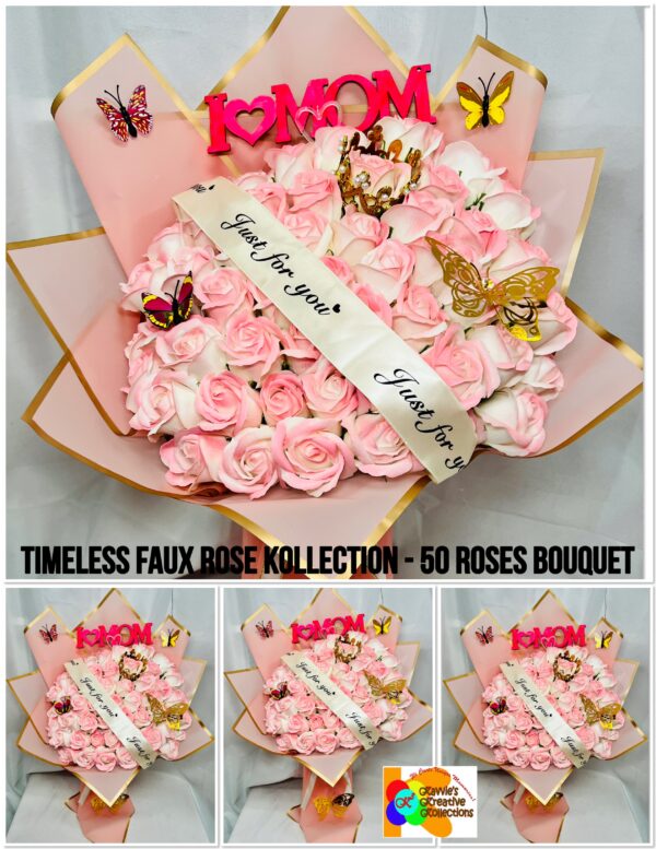 Timeless Faux Rose Kollection 50 Roses Bouquet