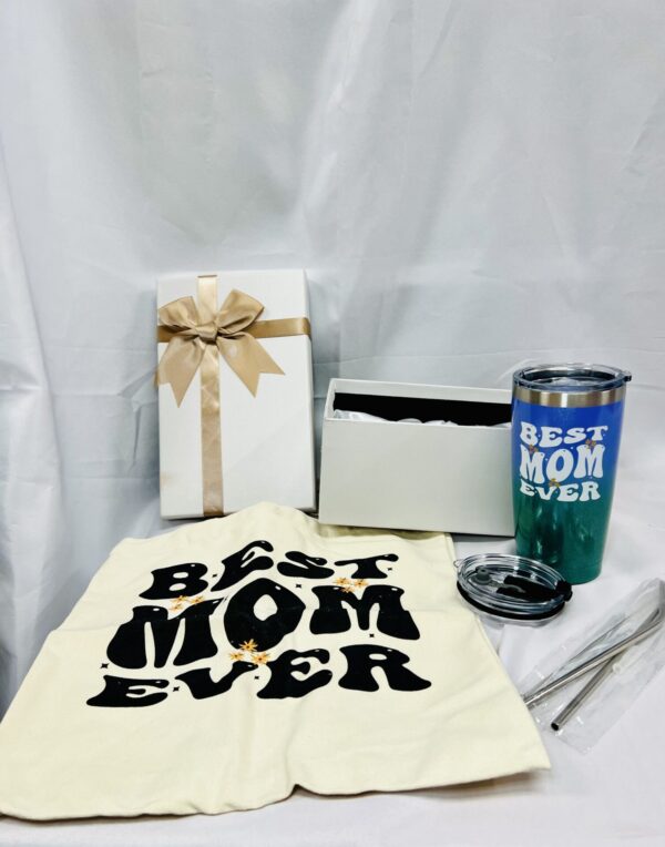 Best Mom Ever Gift Box – Tote Bag & 20oz Tumbler Set – Unique Mother’s Day Present