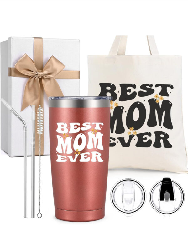 Best Mom Ever Gift Box – Tote Bag & 20oz Tumbler Set – Unique Mother’s Day Present