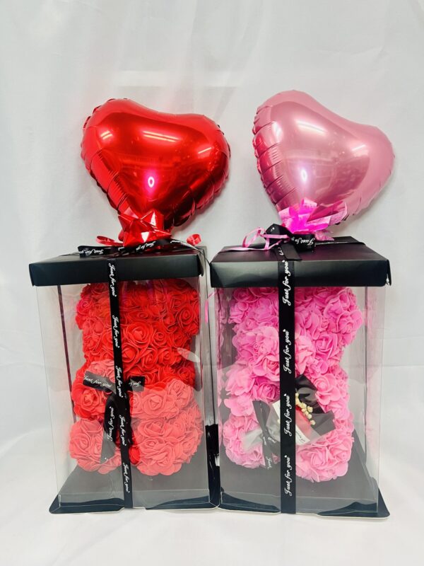 Rose Bear Pink and Red Timeless Rose Bear