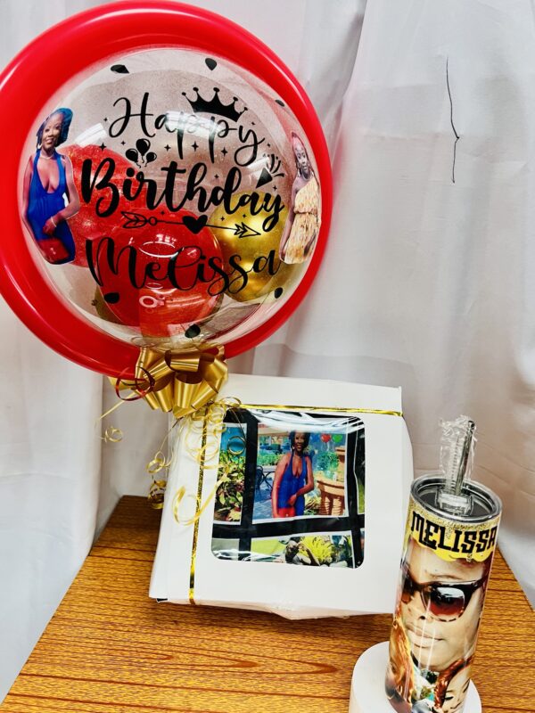 Personalized Tumbler, Cushion & Bubble Balloon Gift Set