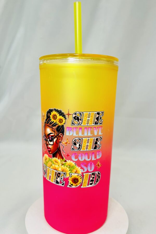 Motivational Gradient Tumbler with Straw