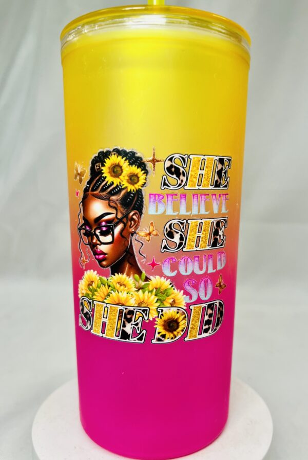 Motivational Gradient Tumbler with Straw