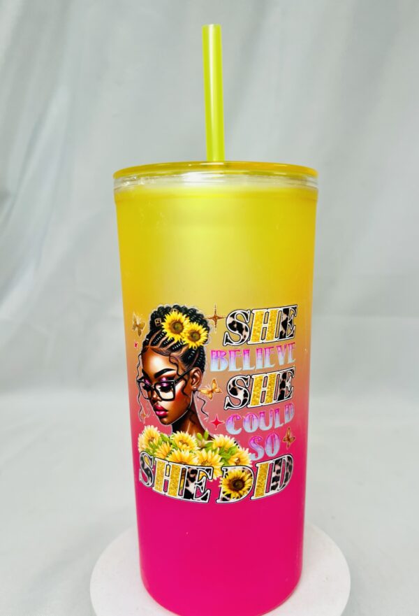 Motivational Gradient Tumbler with Straw