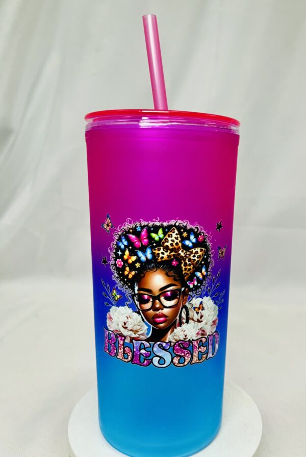 Motivational Gradient Tumbler with Straw
