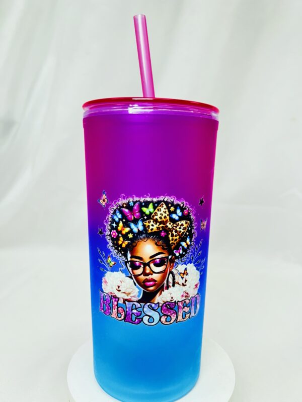 Motivational Gradient Tumbler with Straw
