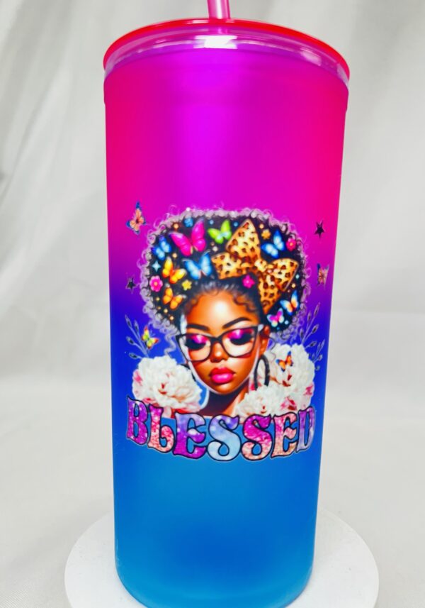 Motivational Gradient Tumbler with Straw