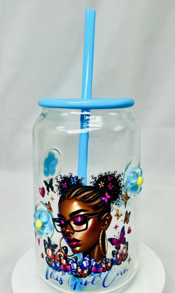 Motivational Blue Glass Can Tumbler