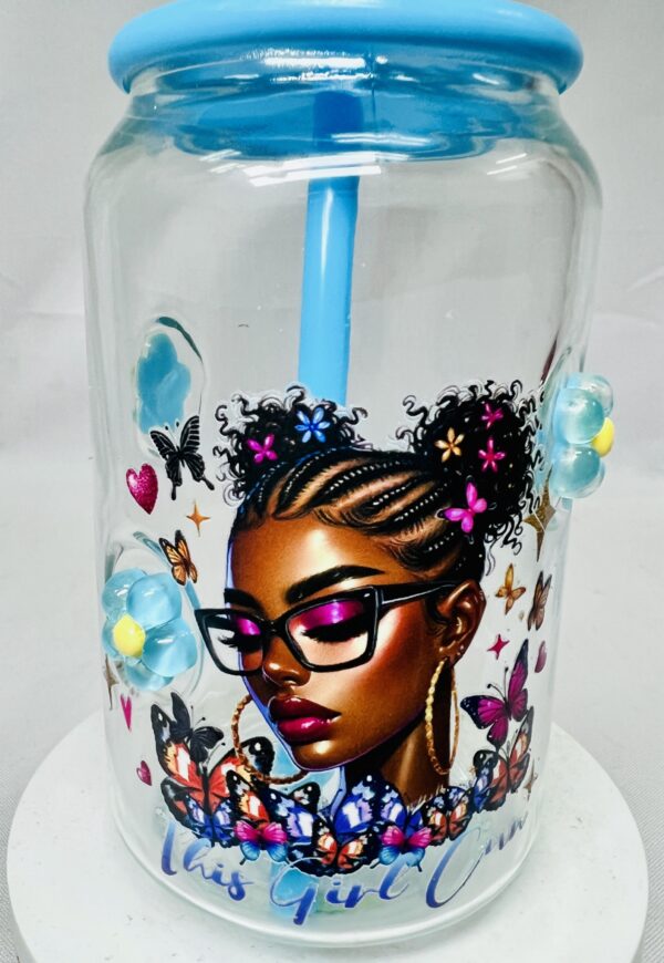 Motivational Blue Glass Can Tumbler