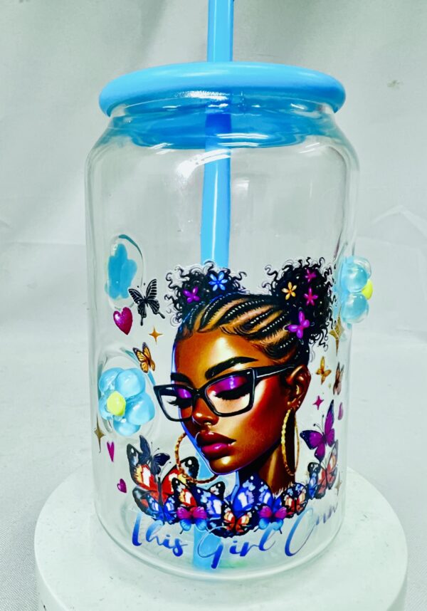 Motivational Blue Glass Can Tumbler